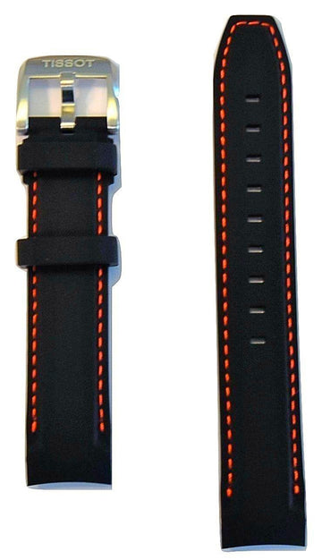 Tissot Quickster 19mm Black Rubber Watch Band Replacement Strap - WATCHBAND EXPERT