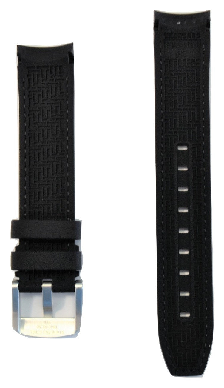 Tissot Quickster 19mm Black Rubber Watch Band Replacement Strap - WATCHBAND EXPERT