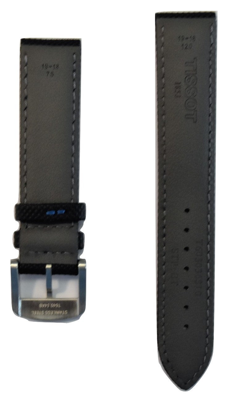 Tissot Quickster 19mm Grey Synthetic Leather Watch Band Replacement Strap - WATCHBAND EXPERT