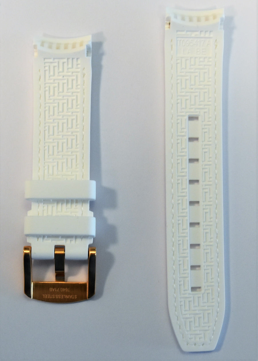 Tissot Quickster 19mm White Rubber Watch Band Replacement Strap - WATCHBAND EXPERT
