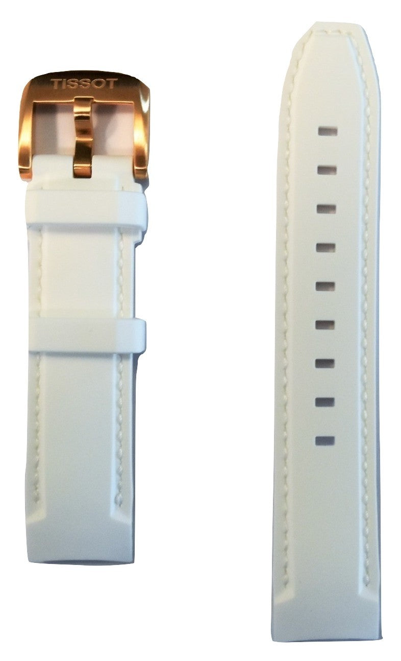 Tissot Quickster 19mm White Rubber Watch Band Replacement Strap - WATCHBAND EXPERT