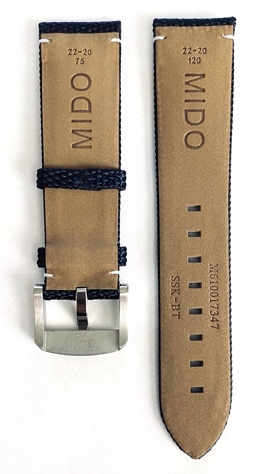 MIDO Ocean Star M026629A Blue Fabric 22mm Watch Band - WATCHBAND EXPERT