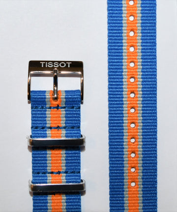 Tissot Quickster Nato T095417A, T095410A 19mm Blue/ Orange Strap Band - WATCHBAND EXPERT