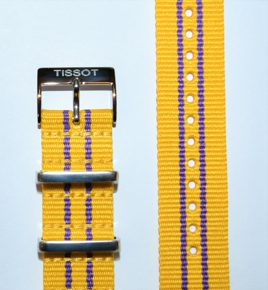 Tissot Quickster Nato T095417A, T095410A 19mm Yellow/ Purple Strap Band - WATCHBAND EXPERT