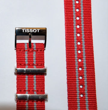 Tissot Quickster Nato T095417A, T095410A 19mm Red / Gray Strap Band - WATCHBAND EXPERT