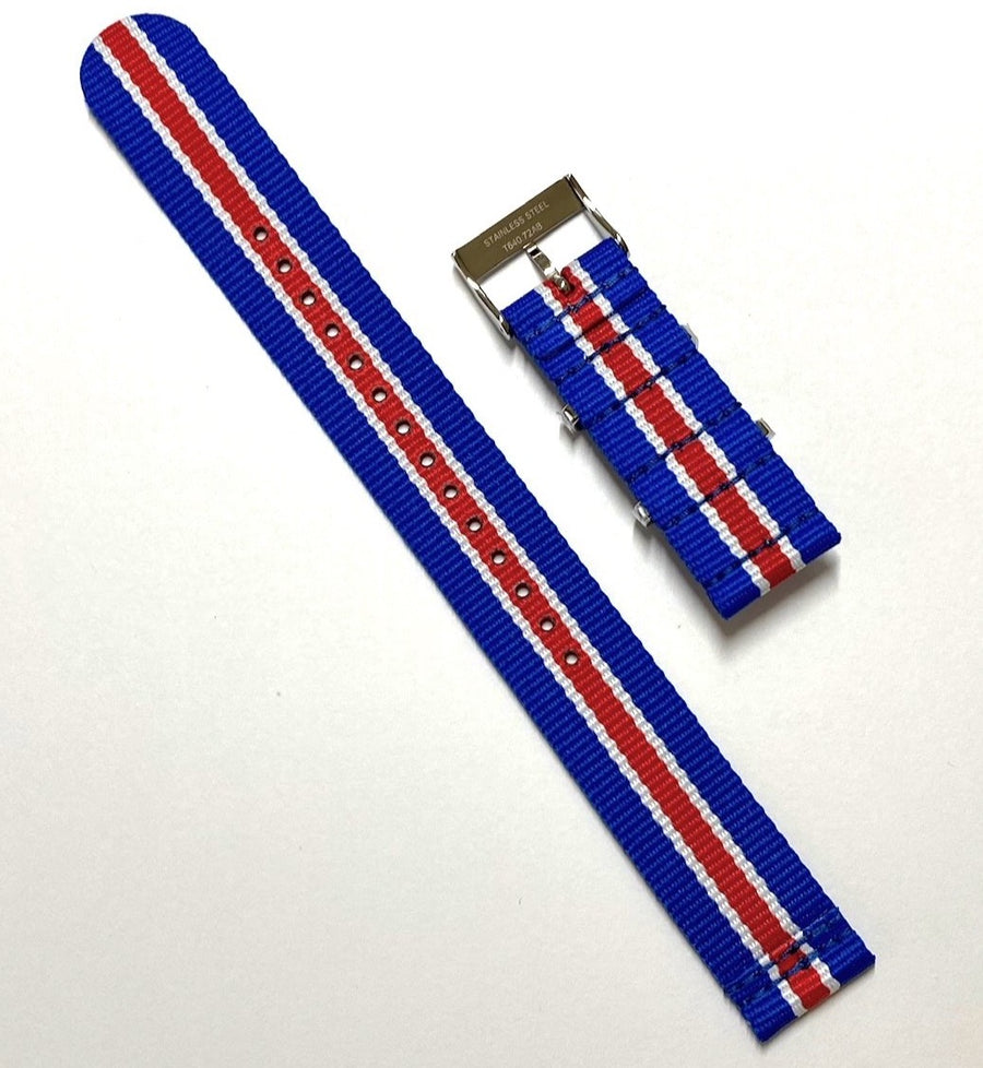 Tissot Quickster Nato 19mm Blue Red White Band Strap - WATCHBAND EXPERT
