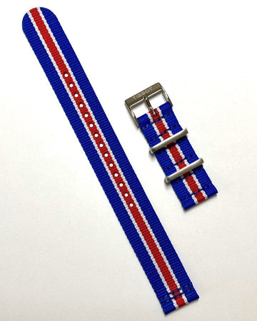 Tissot Quickster Nato 19mm Blue Red White Band Strap - WATCHBAND EXPERT