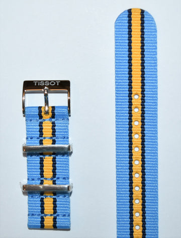 Tissot Quickster Nato T095417A, T095410A 19mm Blue/ Yellow Strap Band - WATCHBAND EXPERT