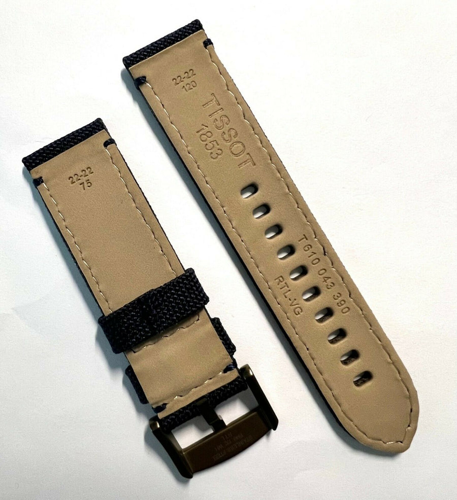 Tissot 22mm Strap Blue Canvas Fabric Watch Band - WATCHBAND EXPERT