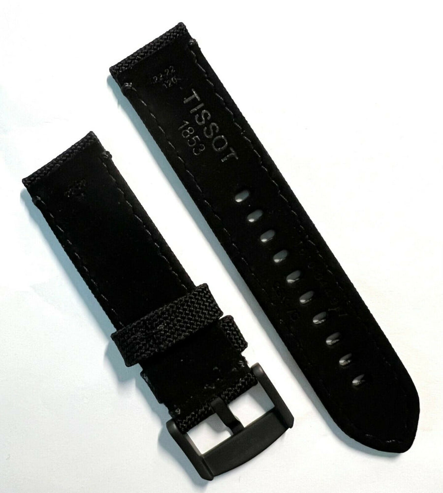 Tissot 22mm Strap Black Canvas Fabric Watch Band - WATCHBAND EXPERT
