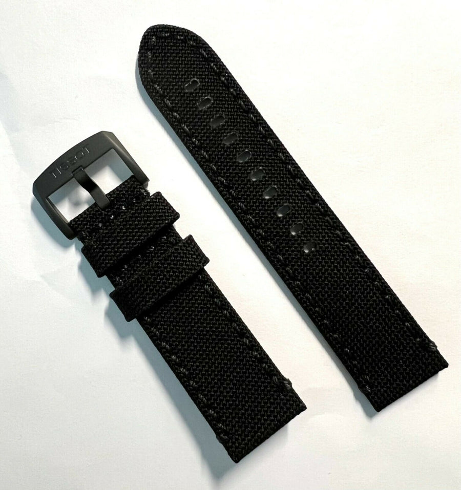 Tissot 22mm Strap Black Canvas Fabric Watch Band - WATCHBAND EXPERT