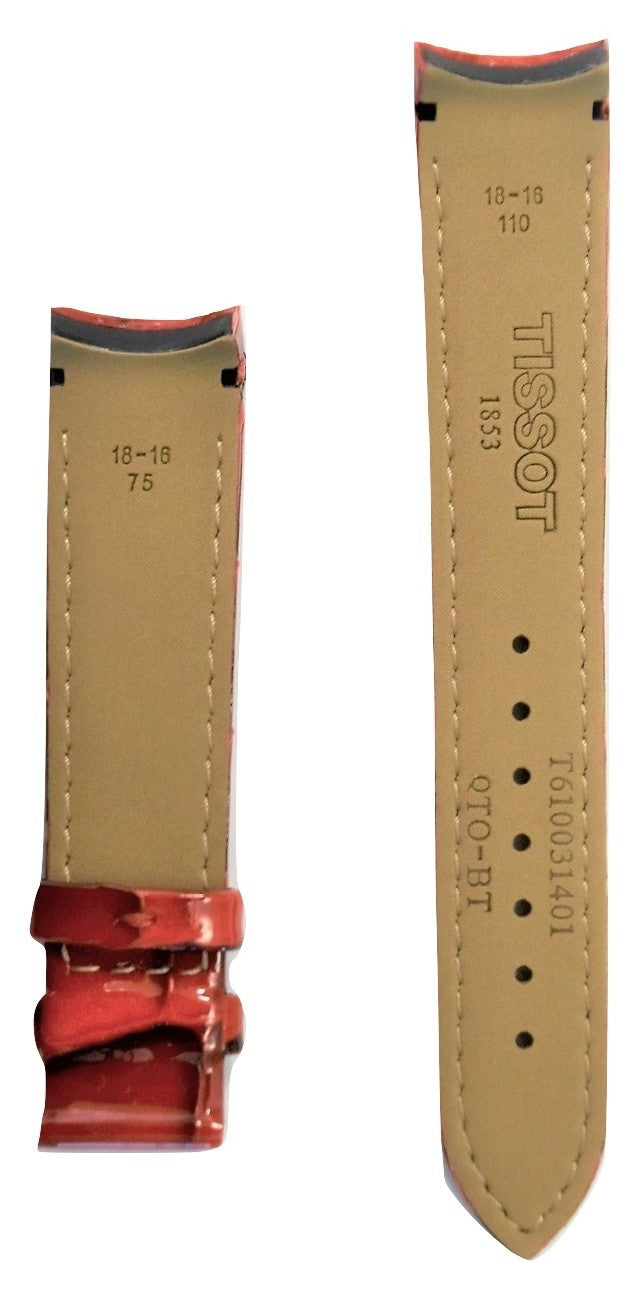 Tissot Women's Couturier T035210A Red Leather Strap Watch Band - WATCHBAND EXPERT