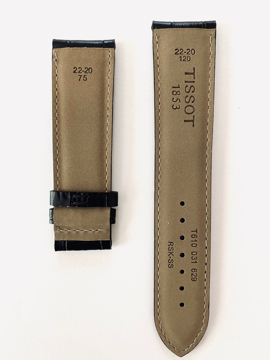 Tissot T-Lord T059527A 22mm Black Leather Watch Band - WATCHBAND EXPERT