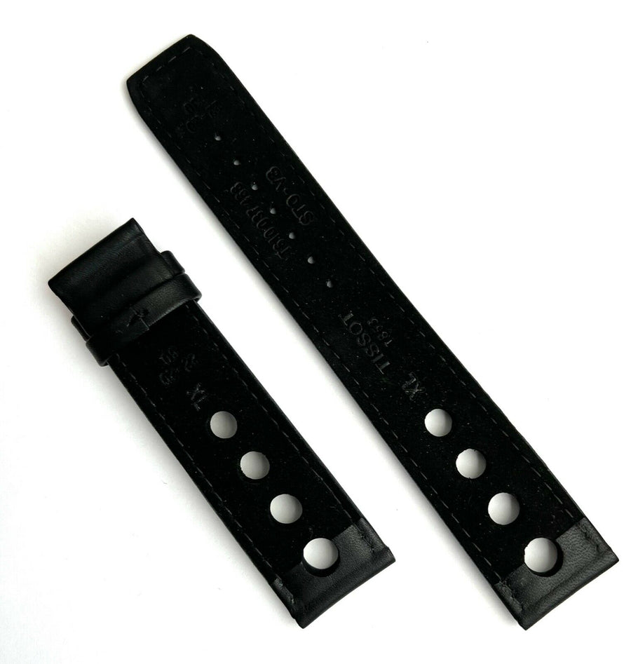 Tissot PRS516 22mm Black / Blue Leather Band Strap - WATCHBAND EXPERT