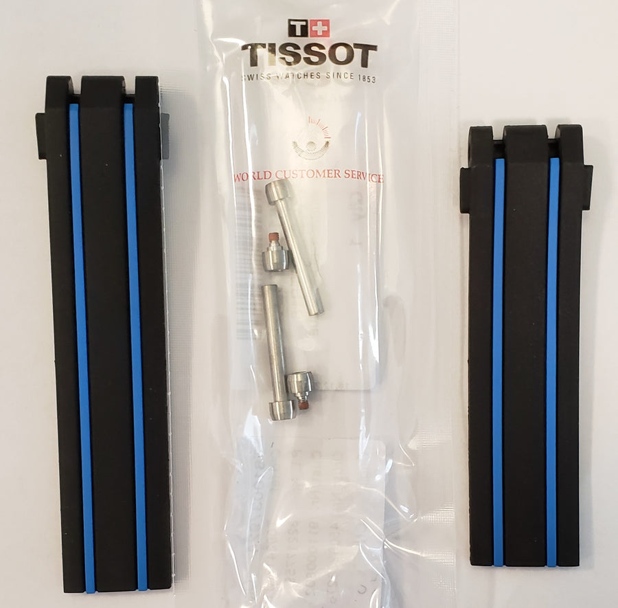 Tissot T092417A T-Race Black / Blue Rubber Watch Band - WATCHBAND EXPERT