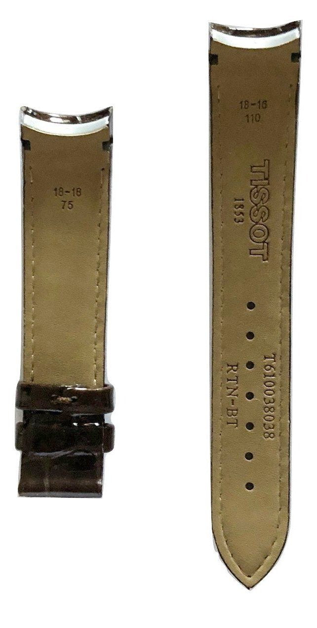 Tissot Women's Couturier 18mm Brown Glossy Leather Band Strap - WATCHBAND EXPERT
