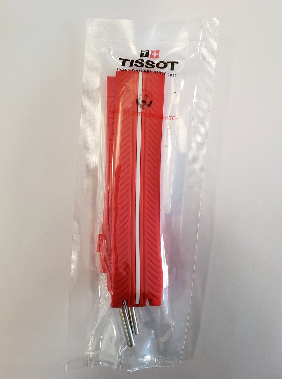 Tissot T092417A T-Race Red / White Rubber Watch Band - WATCHBAND EXPERT