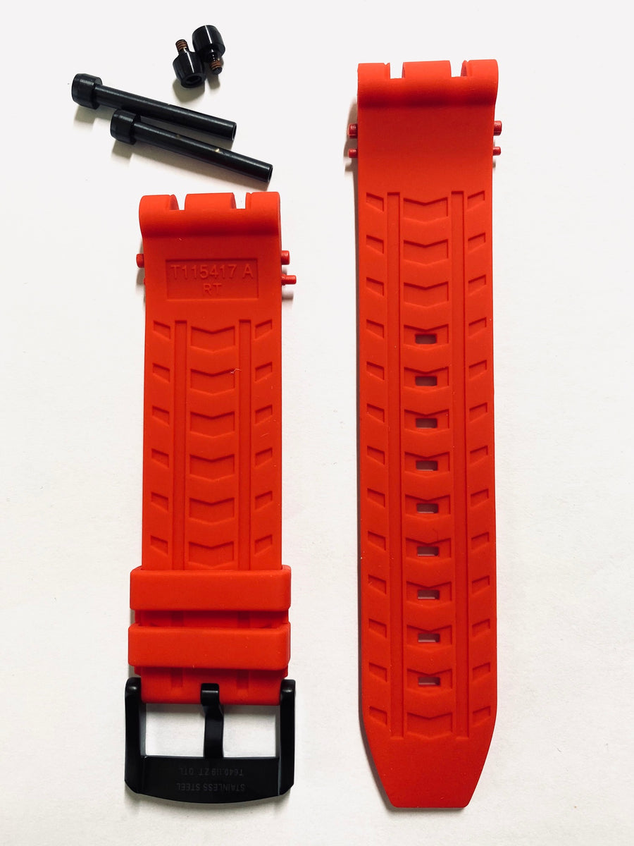 Tissot T-Race T115417 Black / Red Rubber Watch Band Strap | W.B.E - Foto 4