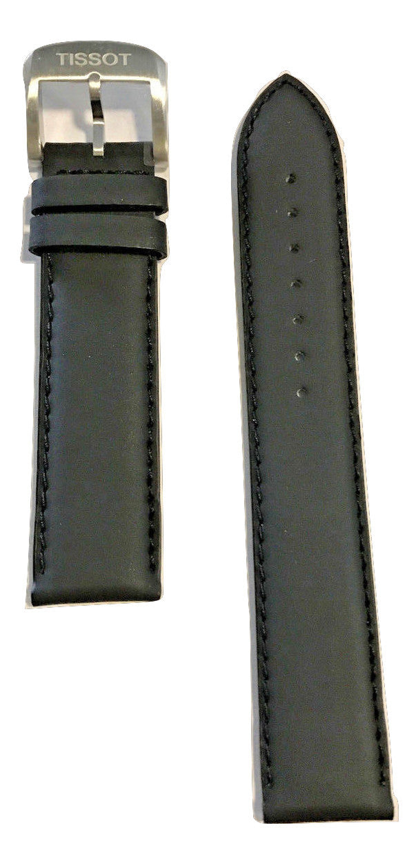 Tissot Quickster 19mm Black Leather Watch Band Replacement Strap - WATCHBAND EXPERT