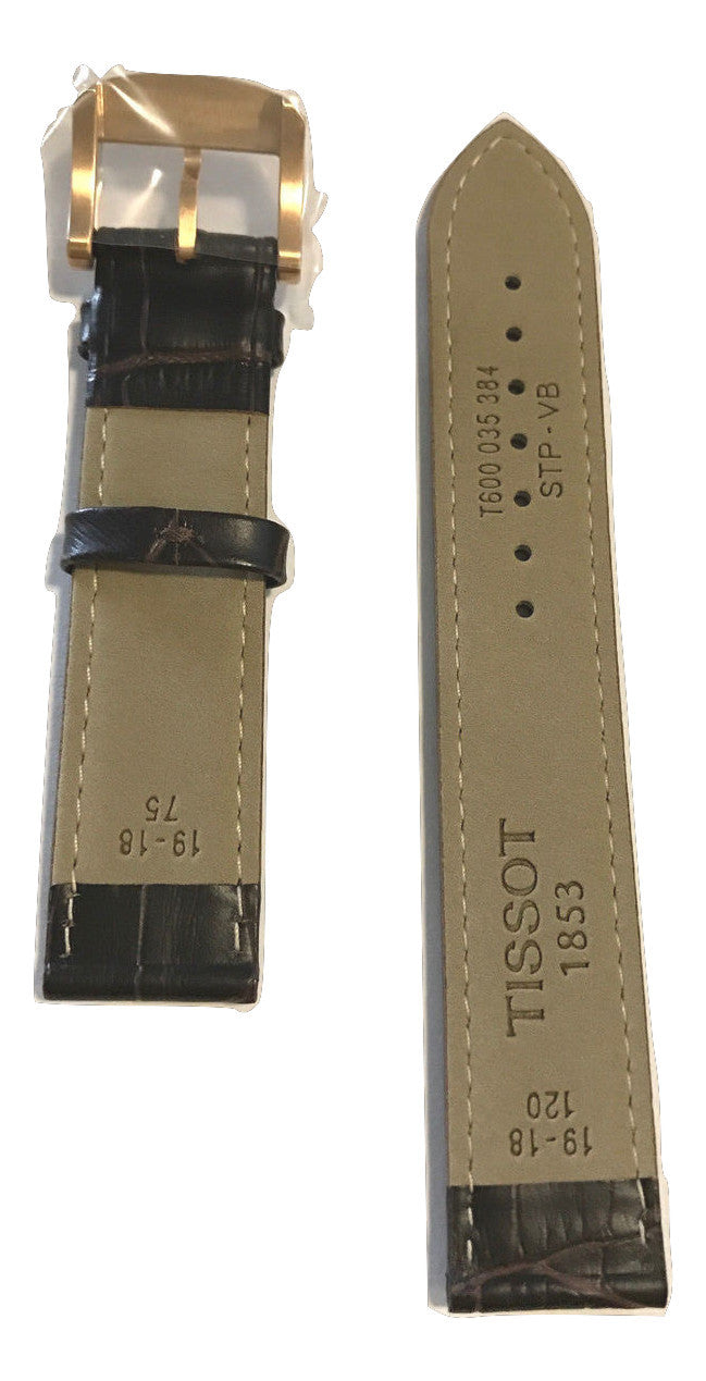 Tissot Quickster 19mm Brown Leather Watch Band Replacement Strap - WATCHBAND EXPERT