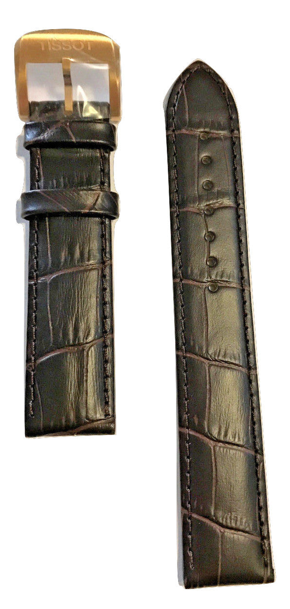 Tissot Quickster 19mm Brown Leather Watch Band Replacement Strap - WATCHBAND EXPERT