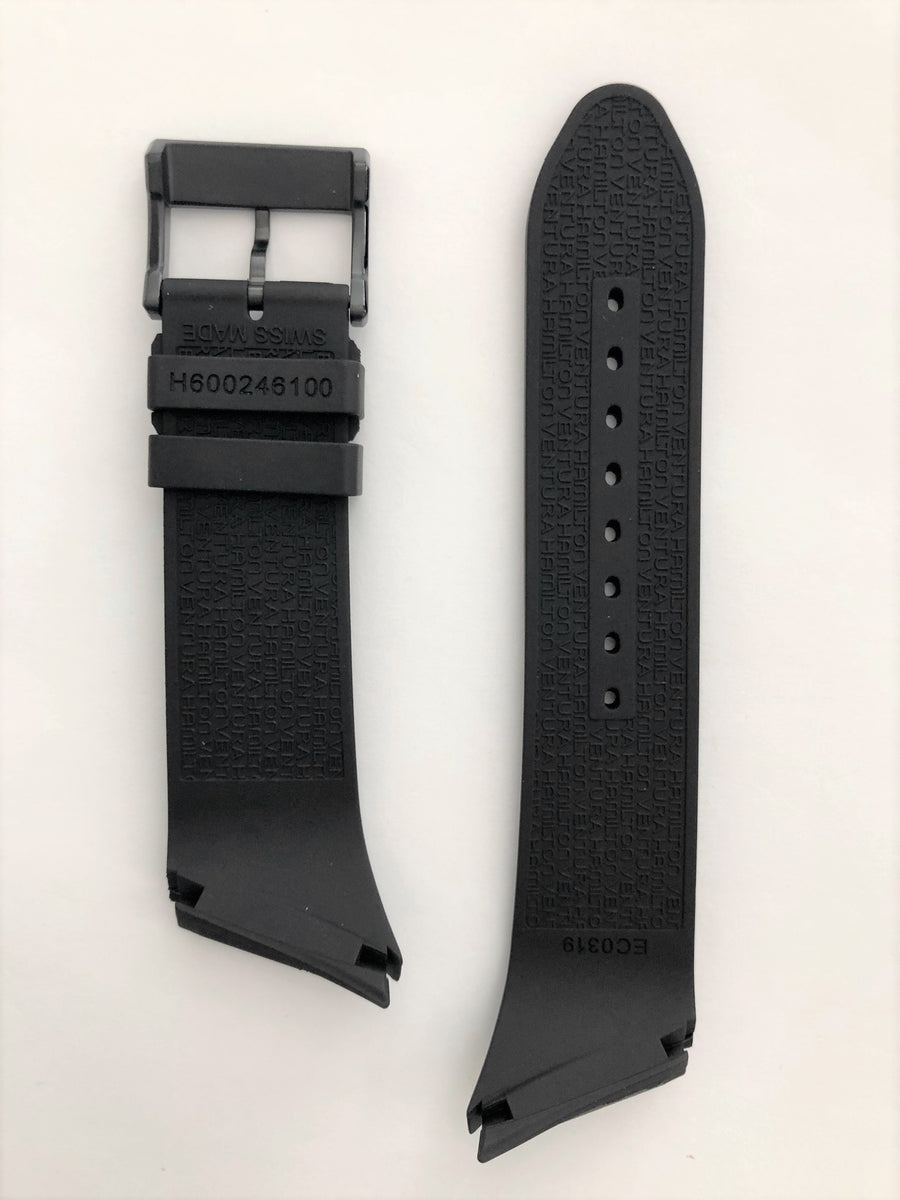Hamilton H600246100 Ventura Black Rubber Watch Band - WATCHBAND EXPERT