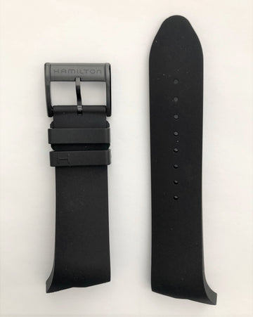 Hamilton H600246100 Ventura Black Rubber Watch Band - WATCHBAND EXPERT