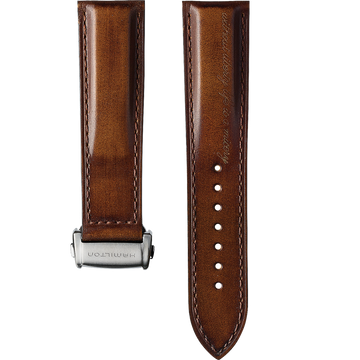 Hamilton 22mm Brown Leather Strap Watch Band - WATCHBAND EXPERT
