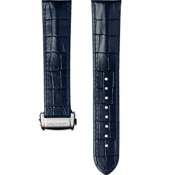 Hamilton 20mm Blue Leather Strap Watch Band - WATCHBAND EXPERT