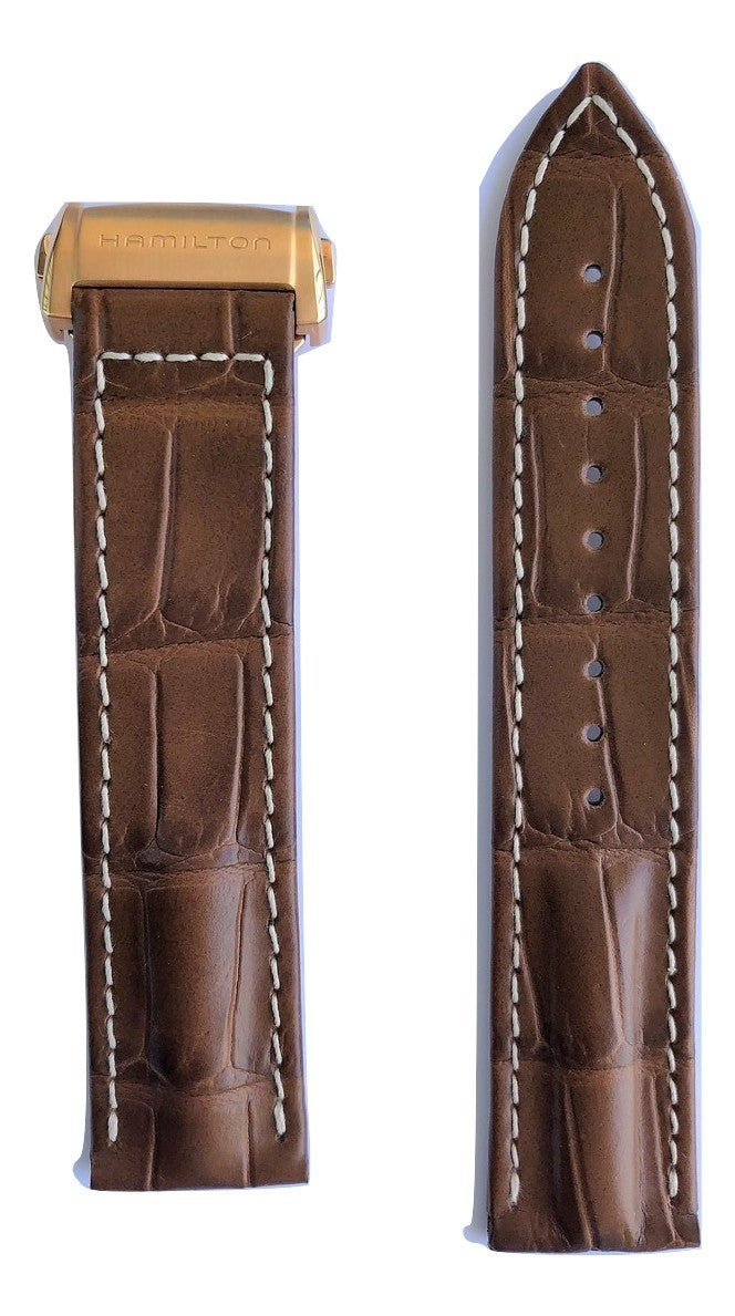 Hamilton RailRoad 24mm Brown Leather Watch Band - WATCHBAND EXPERT
