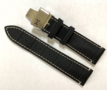 Hamilton RailRoad 22mm H406150 Black Leather Band Strap - WATCHBAND EXPERT