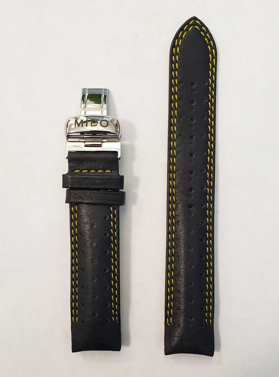 MIDO Ocean Star Model 8730 Black Leather Watch Band - WATCHBAND EXPERT