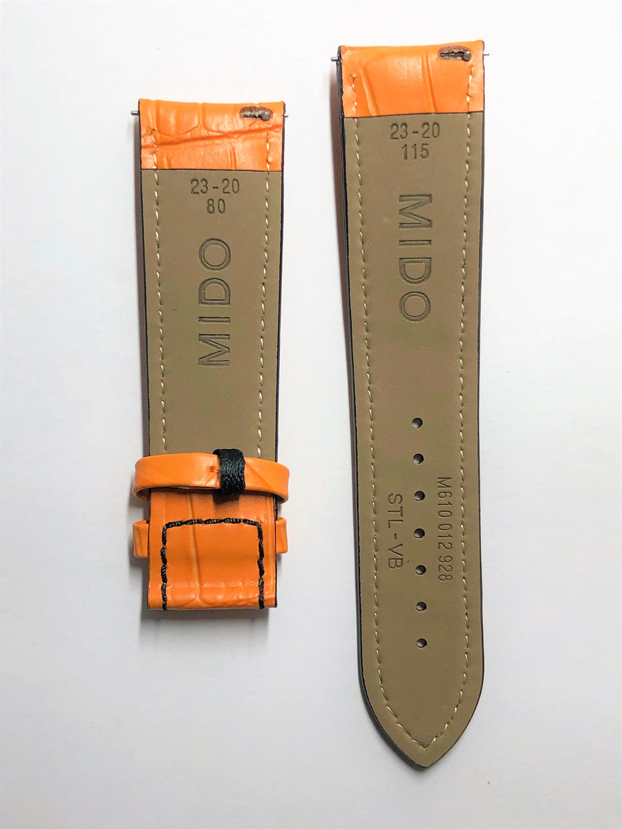 MIDO Multifort 23mm M005614A Orange Leather Watch Band - WATCHBAND EXPERT