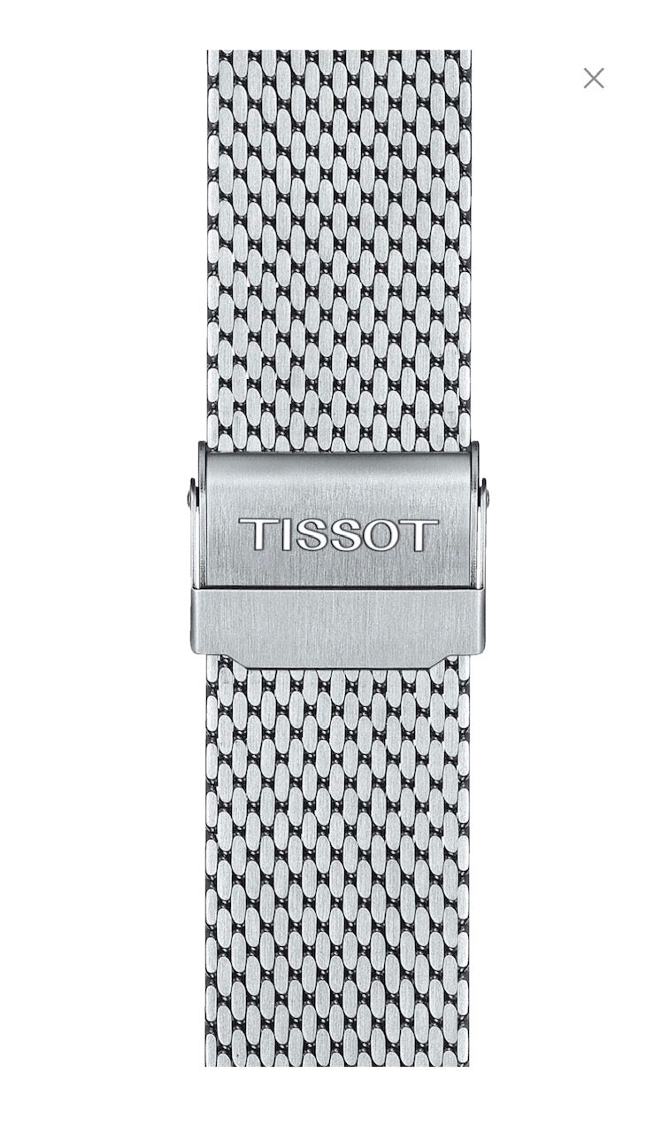 Tissot Compatible Silver Steel Metal Adjustable Mesh Bracelet Watch Band  Strap Double Lock Clasp #5025