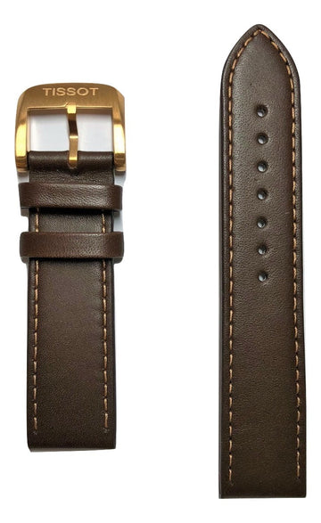 Tissot Quickster 19mm Brown Leather Watch Band Replacement Strap - WATCHBAND EXPERT